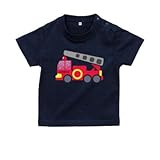 BabyChips 消防車(名入れ半袖ベビーTシャツ) 110 ネイビー