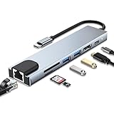 USB C ハブ 7-in-1 Type C ドッキングステーション【4K@30HZ対応HDMI＋100Mbps イーサネット＋PD 100W 急速充電＋USB3.0ポート*2+SD&TFカード スロット搭載】USB C 変換アダプタ 設定不要 高速データ転送 タイプc ハブ MacBook Pro/Air、iPad Pro、Surface Go等USB C デバイス対応