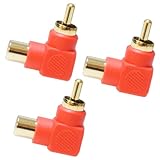 KAUMO RCAプラグ L型変換プラグ 直角 90度 90° 金めっき (赤色 3個)