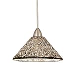 WAC Lighting MP-LED559-MR/BN Micha 5W 12V 3500K LED MonoPoint Pendant with Mirror Art Glass Shade wi