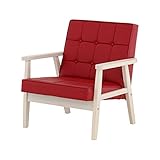 ホワイト/合皮レッド ： 1人掛け/クロスステッチ 選べるソファー★noress(ノレス)