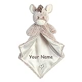 Personalized Brown and Tan Dwee Donkey luvster Plush Blanket with Heart for Baby BoyまたはBaby Girl – 1