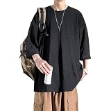 [BesBet] 七分袖 Tシャツ メンズ 夏服 メンズ おしゃれ トップス 人気 無地 大きいサイズ シンプル オシャレ ゆったり 柔らかい肌触り 涼しい 快適 ファッション ビッグ シルエット かっこいい 春夏秋