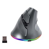 垂直マウス 2.4GHz USBワイヤレス Bluetooth 5.1マウス 充電式 静音 7ボタン エルゴノミクス 縦型 Lサイズ iOS 13以上/Macbook/Windows/Android/Microsoft Surfaceに対応 グレー