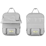 車用シートバックポケット カー 後部座席 収納バッグ レザー製 グレー　2個セット