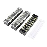 SODIAL(R) 3ｘ600V 15A 8ポジション　二重列覆われたバリア　スクリューターミナルブロックストリップ
