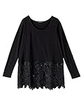 Angeliebe エンジェリーベ マタニティ 授乳口 付 裾 レース トップス 産前 産後 妊婦服 長袖 フリー ブラック