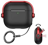 LAYJOY AirPods 4 ケース 2024 AirPods 第4世代 TPU 安全なロック付き LED可視 耐衝撃 AirPods4 カバー エアーポッズプロケース ワイヤレス充電対応 ストラップ リング カラビナ付き えあーぽっつ 4ケース（黒+赤）