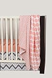 Bacati Ikat Coral/grey Dots/stripes 4 Crib Set with 2 Muslin Blankets by Bacati