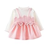 ZooArts ベビー服 ワンピース プリンセスドレス スカート 女の子 可愛い 蝶結び 長袖 春 夏 秋 幼児サイズ 赤ちゃん服 おしゃれ ファッション 出産祝い 誕生日プレゼント 3色 (ピンク,
