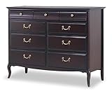 ローチェスト110-4段-9杯引出し 伝統的ヨーロピアンエレガントデザイン ブラウン色 アンティーク風