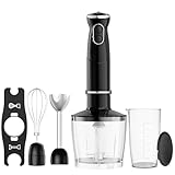 QOOQOOGE(クークージ) ハンドブレンダー 離乳食 ブレンダー 1台6役 800W 電動 ミキサー ハンドミキサー 氷・肉・果物・野菜 泡立て器 ジューサー フードプロセッサー 調理器具 (ブラック)