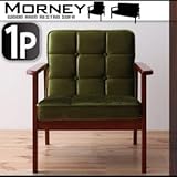 木肘レトロソファ MORNEY モーニー 1P モケットグリーン 代引不可