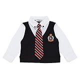 ★☆メンズクラブミニMen'ｓ Club Mini☆★カットソーベストと<br>オックスフォード素材シャツの見せかけトップス（タイつき）80cm：90cm：95cm (95cm, ブラック)