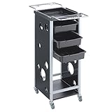 ＜ FV ＞ 木製ワゴンポップ調 ブラック [ 業務用ワゴン エステ用ワゴン サロン用ワゴン エステワゴン サロンワゴン キャスター付き ワゴン ラック ]◆