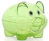 gogoforwardクリアLovely貯金箱コインお金プラスチック現金、ボンネット、保存ボックスグリーンカラー