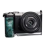Sony 用 A7C2 A7CII A7CR 専用 カメラウッドグリップ 高級檀木材 木製ハンドル メタルベース L型グリップ ハンドメイド カメラケージ 電池交換可能 (A-ネイビー+ホワイト)