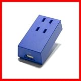 ヤザワ 【BLOCK TAP】フロントタップ型 耐トラ付2AC+1USB 青 HT300BLUSB