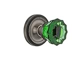 Nostalgic Warehouse 726461 Rope Rosette Interior Mortise Crystal Emerald Glass Door Knob In Antique 