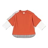 プティマイン（petit main） バックロゴ入りレイヤード風Tシャツ【オレンジ/90(002)】
