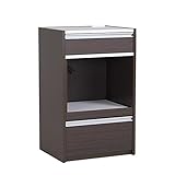 arne キッチンラック 伸縮 R+レンジ 60L ロータイプ 幅56～100.8cm 高さ90cm ダークブラウン