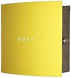 ポスト 郵便受け 壁掛け ステンレス 鍵付き ボン ステンレス イエロー 壁掛け式 モダン /鍵付き/右開き