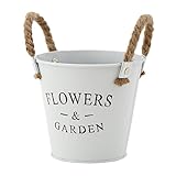 不二貿易 ガーデン フラワー  ブリキ バケツ ラウンド Sサイズ ホワイト 24077