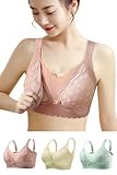 [veimia] 授乳ブラ 3枚セット 前開きブラジャー マタニティブラ ノンワイヤー 授乳ブラジャー 綿 ウィンドオープン 卒乳後も使える産前 産後 通気性 柔らか 垂れない チクチクしないストレッチレース 着脱簡単 授乳ブラ 大きいサイズ