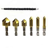 面取りカッター バリ取り セット 六角軸 5枚刃 高速度鋼工具6-19mm フレキシブルシャフト ドリルビット 6.35mm 電動 六角ドライバー 電子ドリル 連結軸ドリル 接続　ホルダー