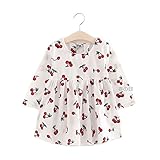 Mayababy ベビー服 ガールズ ワンピース プリンセスドレス 幼児 子供ワンピース チェリープリント 長袖 かわいいお洋服 フォーマル ワンピース ピアノ 演奏会 文化祭 卒園式 パーティー 用