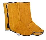 「GeBaoZhen」火の粉を防げ 溶接用 靴 カバー 足カバー 牛本皮 1双入り パイク溶接保護具足カバー (黄)