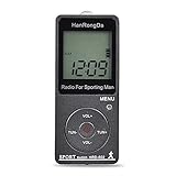 Honelife HRD-602ポータブルラジオ受信機FM / AMラジオLCDディスプレイロックボタンポケットラジオイヤホンスポーツ歩数計付き-1#GW