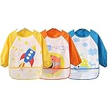 Oral-Q　子供用のエプロン　赤ちゃんの前掛け　可愛い絵芸術　防水袖のデザイン（３ヶ月～3歳、３セット）　Oral-Qから