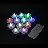 AcmeeリモートLED Flameless Tealight for Holiday装飾RGB (パックof 12 )
