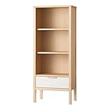 小島工芸 日本製 組立不要 健康仕様のFフォースター 耐荷重に優れた中がしっかりつまった丈夫な棚板 引き出し付き 高さ148cm オープンラック オープンシェルフNKS チェリー+ホワイト [幅59.7cm 奥行37cm] 1270631