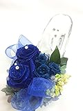 【プリザーブドフラワー／ガラスの靴ミニシリーズ】青い薔薇のミニサイズのガラスの靴【リボンラッピング付き】