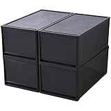 JEJ 収納チェスト ストラ(stora) Lサイズ ダークグレー 4個組 幅39×奥行74×高さ30cm STR-74L-4 DGY/DGY