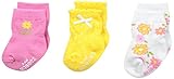 Robeez Little Girls Flower Garden Socks-3 Pack Pink/Yellow 0-6 Months [並行輸入品]