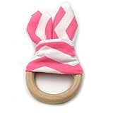 Kissteether DIYのおもちゃ、オーガニックベビー歯ブラシ赤ちゃんの歯のリング/リングのファブリックと木製の歯やしわバニーイヤリング内部材料/感覚おもちゃ (color 12)