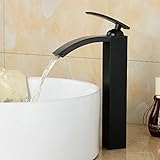 beeleeデッキマウントTallボディシングルハンドルセンターセット洗面所蛇口の容器シンク、オイルはブロンズ