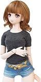 【Petite Marie】1/3 DD対応 半袖 Tシャツ 着回し シンプル 濃いグレー ラウンドカラー デイリーTシャツ カジュアル 60cm ドール BJD 人形服 【プティットマリエ】 [No.0051]