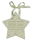 Star Shaped Cream Resin Baby Plaque with Twinkle Twinkle Little Star Text By Haysom Interiors by Hay