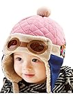 (SCGEHA) ベビー キッズ パイロット 帽子 キャップ フリース 防寒 もこもこ 耳あて 4カラー （ピンク）
