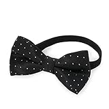 蝶ネクタイ 子供 キッズ入園式 卒園式 フォーマル カジュアル ファッション 調整 調節 可能- 黒＆銀・ドット柄