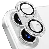 Podick カメラフィルム iPhone 17 用 カメラカバー キラキラ 9H強化ガラス 全面保護 アイフォン 17 用 カメラ保護 ピカピカ キズ防止 耐衝撃 高透過率 黒縁取り 露出オーバー防止 いphone17 レンズカバー プロテクター ホワイト