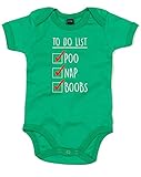 (する事リスト：ウンチ、昼寝、オッパイ) To Do List: Poop, Nap, Boobs, プリント　ベビースーツ - グリーン/白/赤 12-18 ヶ月