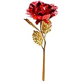 Aytai花 バラ ローズフラワー 薔薇 24K金箔 バラ 造花 バレンタインデー 結婚祝い 出産祝い 贈り物 お誕生日 卒業 母親 恩師にギフトゴールデン レッド ブルー (赤色)