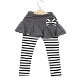 Plus Nao(プラスナオ) 子供用・スカート付ボーダーレギンスパンツ・スパッツ・スカッツ・リボン付き・カジュアル 130 ネイビーブラック