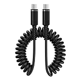 Anniber usb c ケーブル コイル タイプcケーブル 伸縮（0.3Mから1.2Mまで) USB-C/Type-C to USB-Cケーブル コイル型 PD60W急速 車用 iphone15充電ケーブル xperia Andriod カールケーブル スマホ iPhone16/15、iPad/MacBook/Galaxy/Sony/Pixel等対応