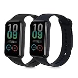 kwmobile 2x 交換バンド Amazfit Band 7対応 ベルト - シリコンバンド ソフト TPU 耐久性 黒色/紺色